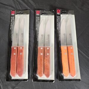 Royal Norfolk Cutlery Steak Knives Stainless Steel Wood Handle Lot of 3 2pks New